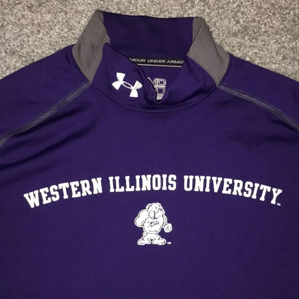 WIU Western Illinois university rocky the bulldog cold gear under armor LS shirt